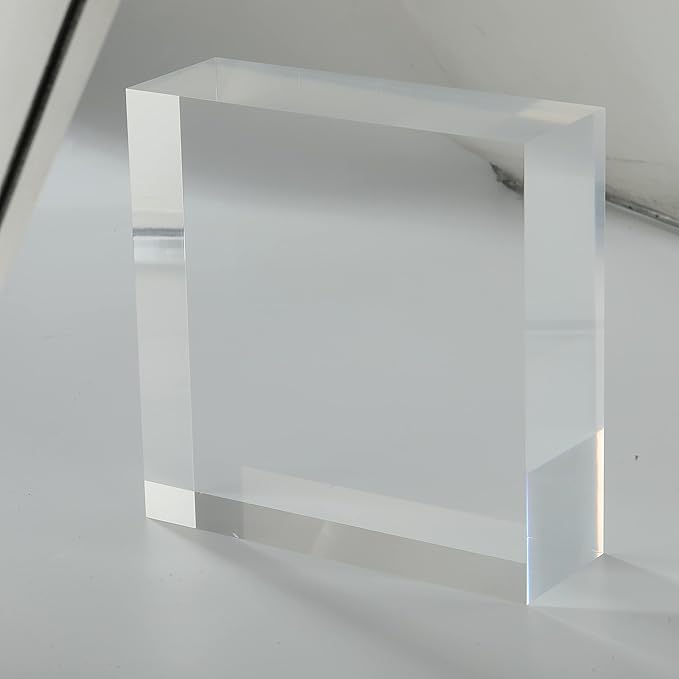 CiaoHER 2in Thickness Solid Acrylic Cube Display Block Clear Polished Pedestal Stand Riser Solid Base 2'' x 6" x 6", 1 Pack