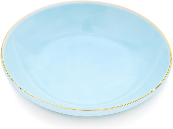 HANKOR 4.75" Ceramic Jewelry Tray, Small Ring Dish Holder Trinket Tray, Catch All Trays for Ring Earring Necklace Key, Christmas Gifts for Women Girls (Light Blue)