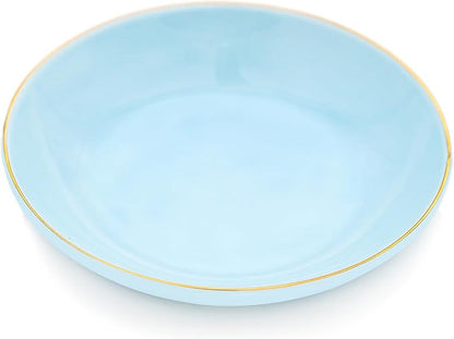 HANKOR 4.75" Ceramic Jewelry Tray, Small Ring Dish Holder Trinket Tray, Catch All Trays for Ring Earring Necklace Key, Christmas Gifts for Women Girls (Light Blue)