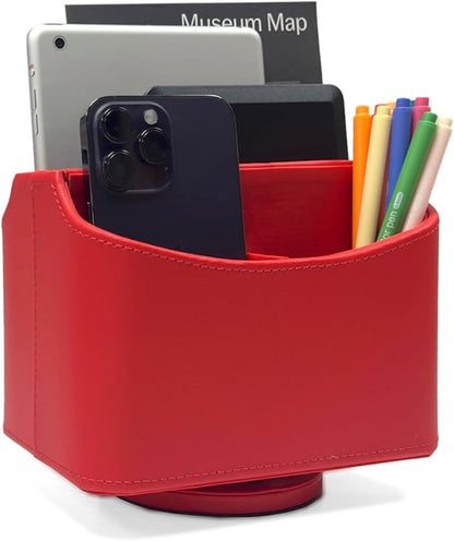 UnionBasic Rotating Desk Organizer, 360 Degree Desk Spinning Caddy, Desktop TV Guide/Mail/Media/Remote Controller Holder Organizer, Red