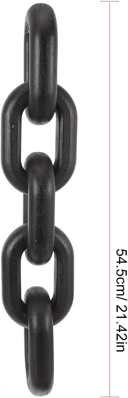OSOLADY Wood Chain Link Decor: 5-Link Decorative Wooden Chain - Aesthetic Home Decor for Farmhouse Bookshelf Coffee Table Living Room Racks Cabinet Black
