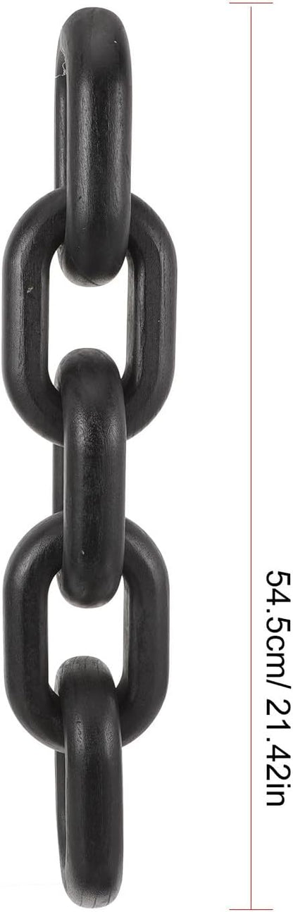 OSOLADY Wood Chain Link Decor: 5-Link Decorative Wooden Chain - Aesthetic Home Decor for Farmhouse Bookshelf Coffee Table Living Room Racks Cabinet Black