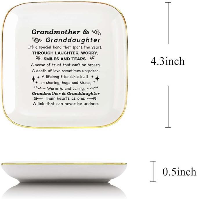 Grandma Jewelry Dish Ring Tray Plate,Unique Grandma Birthday Christmas Meaningful Gifts for Grandma from Grandchild - It’s A Special Bond