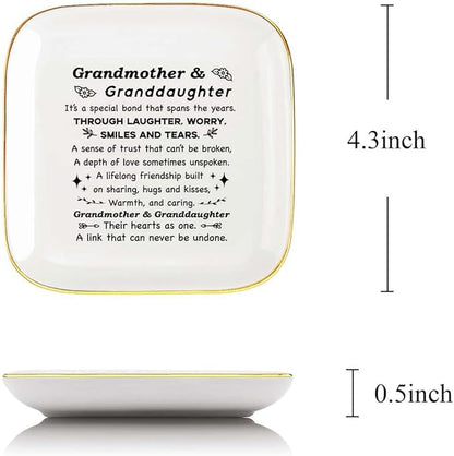 Grandma Jewelry Dish Ring Tray Plate,Unique Grandma Birthday Christmas Meaningful Gifts for Grandma from Grandchild - It’s A Special Bond