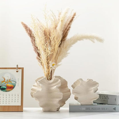 Modern Art Ceramic Coral Flower Vase Home and Office Decoration Sculpture Work Bohemian Decoration Coffee Table Office Bookshelf Living Room Decor (White)