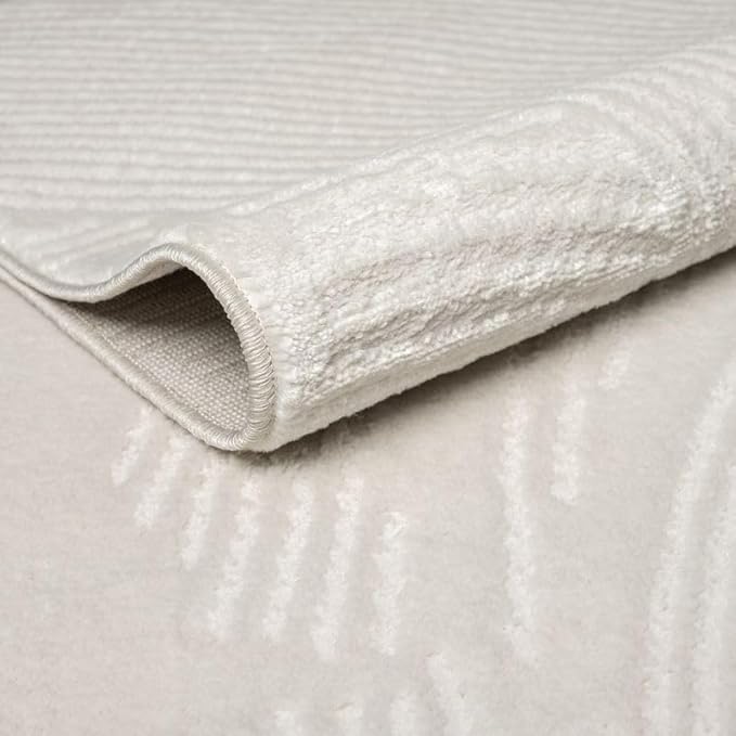Abani Zen 2' x 3' Cream Rug – Neutral Brush Stroke Sandbrush Design, Small Soft Accent Rug for Entryway & Bedroom, Durable & Easy to Clean