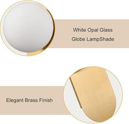 HOLKIRT Brass Wall Sconces Set of Two,Modern Wall Light,Globe Wall Sconce Wall Mount Light Wall Lighting for Bedroom Bathroom Living Room