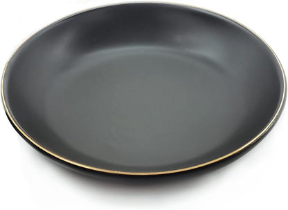 HANKOR 4.75" Ceramic Jewelry Tray, Small Ring Dish Holder Trinket Tray, Catch All Trays for Ring Earring Necklace Key, Christmas Gifts for Women Girls, Black
