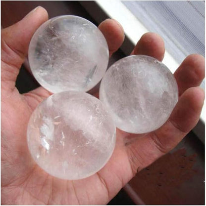 StoneStory Natural Clear Quartz Healing Crystal Sphere Ball for Reiki Balancing Meditation Energy Home and Office Decoration (6.8-7.3cm, White Crystal)