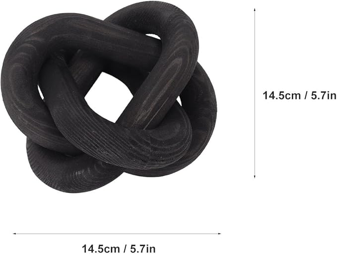 Wood Chain Link Decor, 3 Link Wood Knot Decor Boho Chain Decorative Chains Link Hand Carved Wooden Chains Links for Coffee Table Decors (Black)