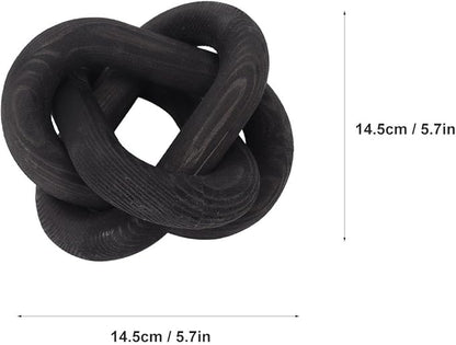 Wood Chain Link Decor, 3 Link Wood Knot Decor Boho Chain Decorative Chains Link Hand Carved Wooden Chains Links for Coffee Table Decors (Black)