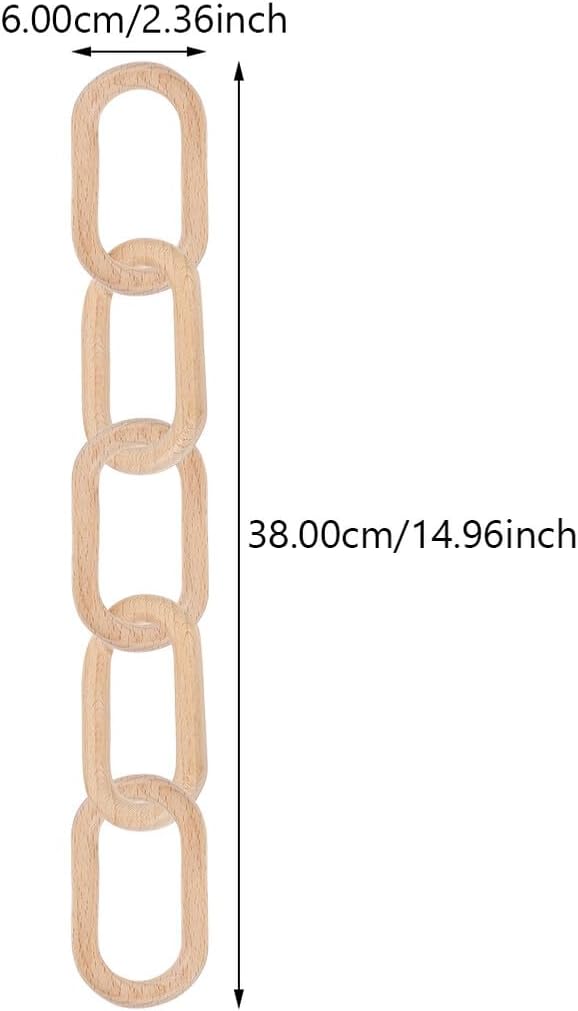 BESPORTBLE Bohemia Wood Chain Pendant Five-Link Medium Size Rustic Farmhouse Hanging Ornament Indoor Wall Decor