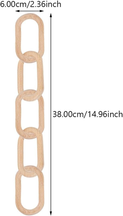 BESPORTBLE Bohemia Wood Chain Pendant Five-Link Medium Size Rustic Farmhouse Hanging Ornament Indoor Wall Decor