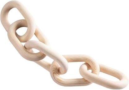 Beaupretty Wooden Chain Link Decor Small Rustic Hanging Pendant Handcrafted Farmhouse Wall Ornament for Home Bedroom Coffee Table Accent