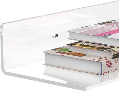 Sezanrpt 36 Inches Acrylic Wall Shelves 2 Pack, Floating Shelf for Wall Mounting, Acrylic Display Ledges for Funko Pop Figures, Home Décor, Living Room, Gaming Room, Plants(36 inch, Clear)