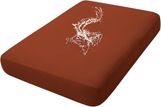 hyha Waterproof Couch Cushion Covers, Stretch Sofa Couch Seat Slipcover for Dog Washable, Non-Slip Waterproof Outdoor Cushion Covers for Patio Furniture Replacement (1 Piece for Medium, Rust)