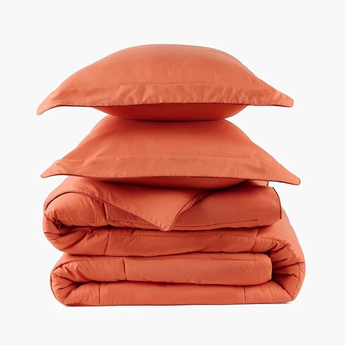PeachSkinSheets Night Sweats: The Original 1500TC Soft Super Queen Oversized Comforter Set Pumpkin Spice