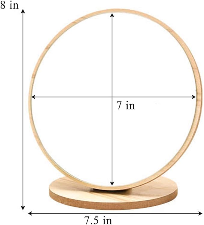 Aestivate Round Compact Table Mirror - Standing Wood Framed, 90 Degree Rotating for Makeup & Cosmetic