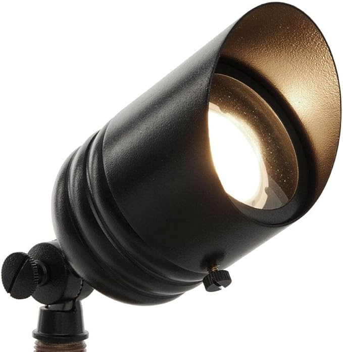 VOLT 12V Brass Fat Boy LED Outdoor Spotlight 4-Pack Expansion Kit (Black) for Low Voltage Landscape Lighting of Yard, Lawn, Garden, Patio, Trees & House
