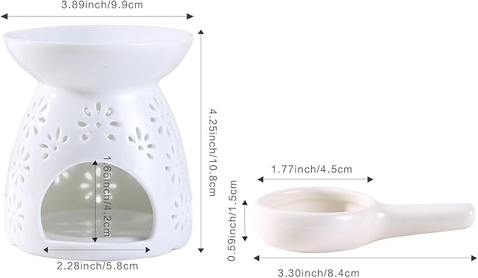 Ceramic Tea Light Candle Holder, Essential Oil Burner Wax Melt Burner, Incense Aroma Diffuser, Home Decor