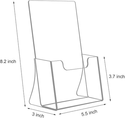 NIUBEE 6 Pack 8.5'' x 5.5'' Acrylic Bi-fold Brochure Holder,Clear Plastic Counter top Flyer Organizers
