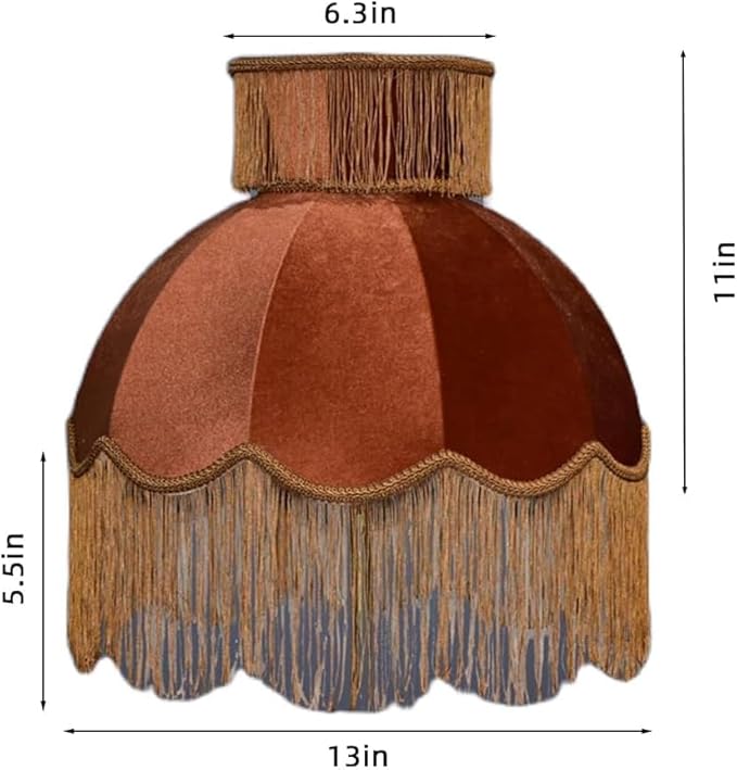 Velvet Shade with Tassel, Caramel, Handmade Dome Design for Floor Lamp and Table Lamp (1, Caramel, Small)