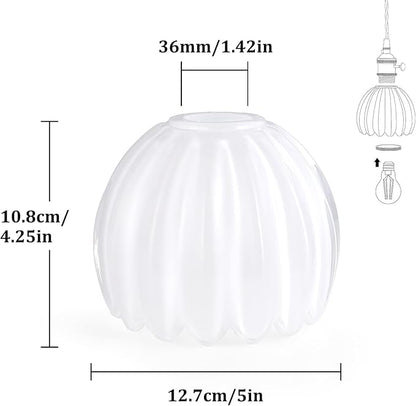 Tulip Lamp Shades Replacement, 5" Dia. * 4.25" H White Glass Sconce Shade Heavy and Thick for Wall Sconces Pendant Lights Ceiling Lights Chandelier, 1 Pack