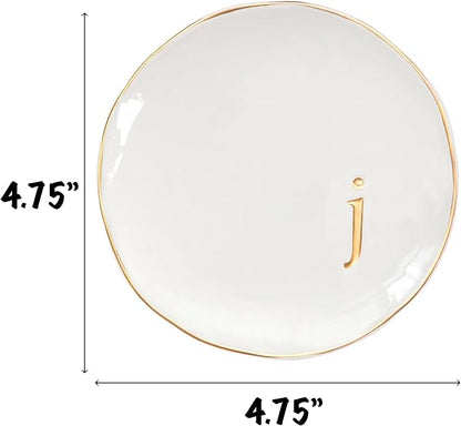 COLLECTIVE HOME - Ceramic Jewelry Tray, Decorative Trinket Dish for Rings Earrings Necklaces Bracelet Watch Keys, Birthday Mother's Day Christmas Gift for Women, 4.75", Glossy (j)