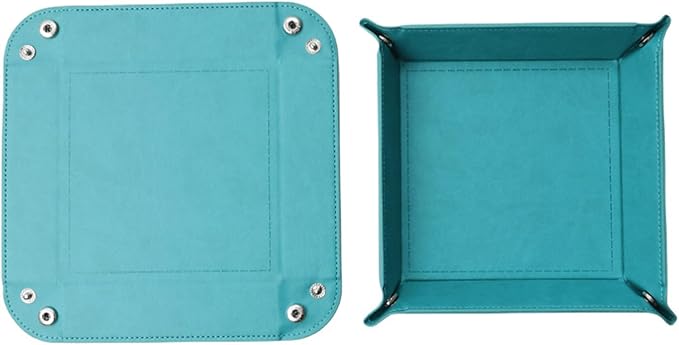 siduater Valet Tray Desktop Storage Organizer – Vegan Leather Catchall Tray Bedside Vanity Tray Nightstand Caddy Holder for Remote Controller, Watch, Keys, Phone, Wallet, Coin, Jewelry, Sky Blue