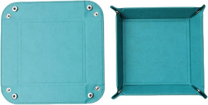siduater Valet Tray Desktop Storage Organizer – Vegan Leather Catchall Tray Bedside Vanity Tray Nightstand Caddy Holder for Remote Controller, Watch, Keys, Phone, Wallet, Coin, Jewelry, Sky Blue