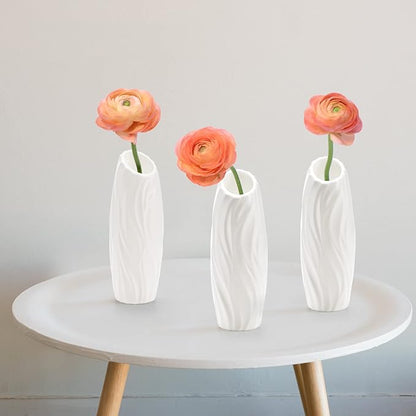 SOUJOY 10 Pack Plastic Composite Flower Vase, Unbreakable Floral Vase Home Decor Centerpieces, White Tall Conic Bud Vase for Wedding Decor, Living Room, Arranging Bouquets