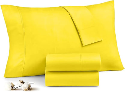 Upgrade Your Bedding Experience with The Made of 100% Cotton Pillow Cases 2 Pack Queen Pillowcases 20" x 30" Size fits Queen Pillows. Envelope Closure Yellow