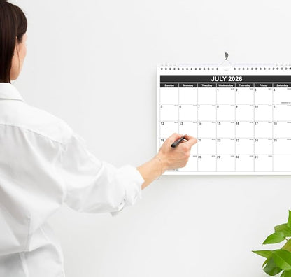 Calendar 2026 - Monthly Wall Calendar from January 2026 - June 2027, Spiral Binding Hanging Wall Calendar 2026 for Home/Office, 8.5" x 11", Black