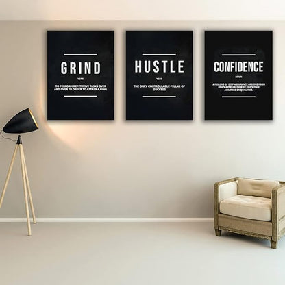 Yetaryy Motivational Poster Inspirational Wall Art 3 Pieces Canvas Painting Lion Artwork for Living Room Office Modern Home Decor Prints Pictures Wall Decor Framed Ready to Hang [60''Wx 28''H]