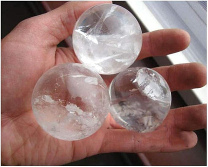 StoneStory Natural Clear Quartz Healing Crystal Sphere Ball for Reiki Balancing Meditation Energy Home and Office Decoration (4.8-5.3cm, White Crystal)