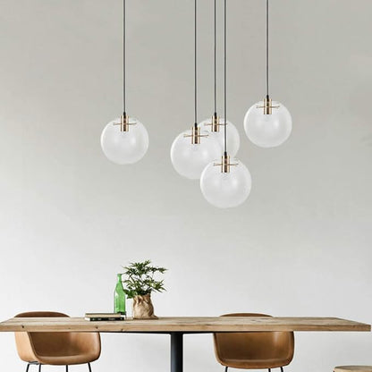 Spherical LED Clear Glass Hanging Light, Creative Single Pendant Light, Ceiling Light Base on E27 Gold Lamp Holder (15CM)