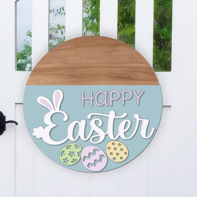 Happy Wooden Door Sign, Personalized Spring Entry Display, Rustic Home Wall Decoration, Charming Front Porch Accent, Festive Seasonal Gift For Families Or New House Celebrations Doorsign_281125_SR6_9