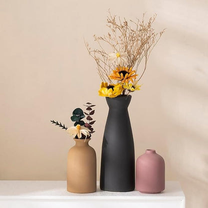 Multicolor Ceramic vase Set-3 Small Flower vases for Decor,Home Rustic Vase Farmhouse Decor Vase Vases for Bouquet Pampas Grass Dried Fresh Flowers Living Room Kitchen Bedroom Bathroom