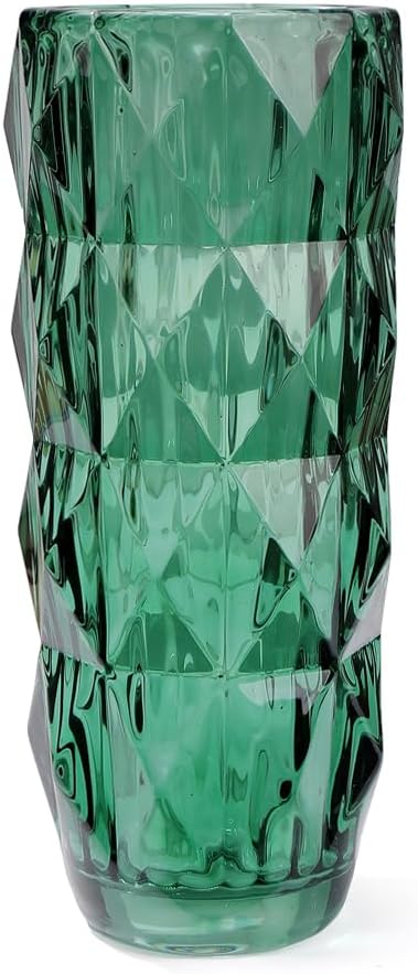 Flower Vase for Decor Glass Green Vase 11" Tall