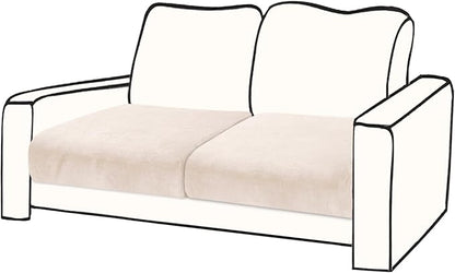 Couch Cushion Cover Velvet 2 Pieces Seat Cushion Cover Stretch LoveSeat Couch Covers Separate Sectional Sofa Slipcovers Furniture Protector (2-Seater or Backrest, Beige)