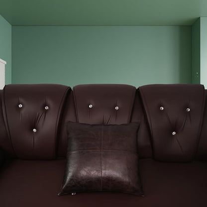 D DOLLY LAMB Lambskin Leather Pillow Cover - Sofa Cushion Case - Decorative Throw Covers for Living Room & Bedroom, 20x20 Inches - Dark Brown Crunch Plain Pack of 2