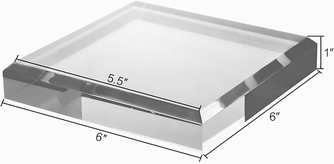 CiaoHER 1in Thickness Beveled Acrylic Square Display Block Clear Polished Pedestal Stand Riser (6x6, 1pack)
