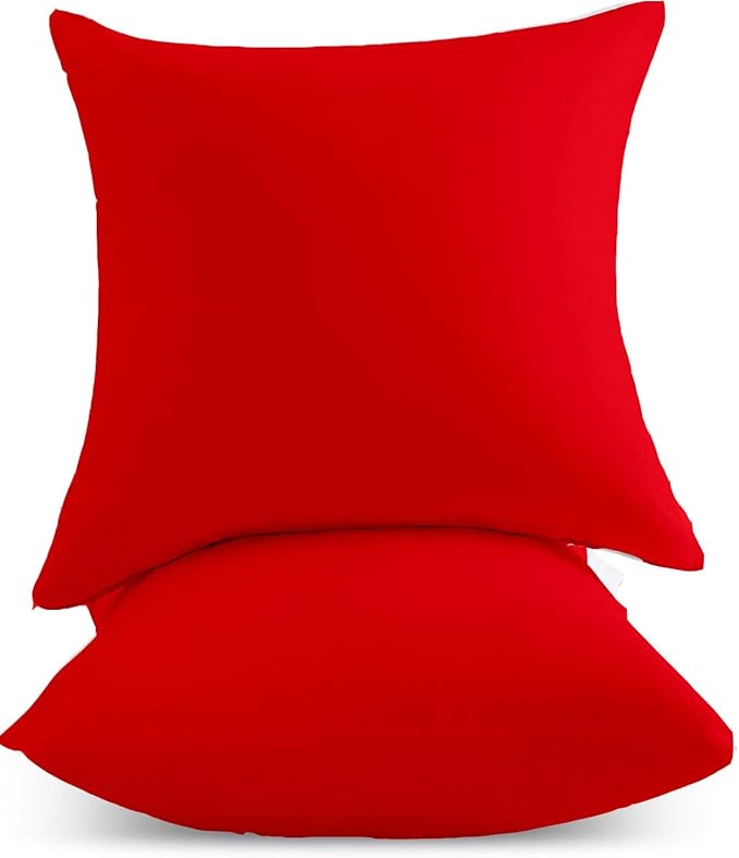 Upgrade Your Bedding Experience with The Made of 100% Cotton Euro Shams 2 Pack Cushion Cover 26"x 26"Size fits Decorative Cover. Envelope Closure Red