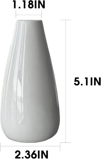 Modern White Ceramic Vase Set of 8 for Living Room Bedroom 5.1'' Minimalist Fresh Flower Vases for Home Decor Office Fireplace Centerpieces Nordic Style Gift for Fake Plant 8 Pack