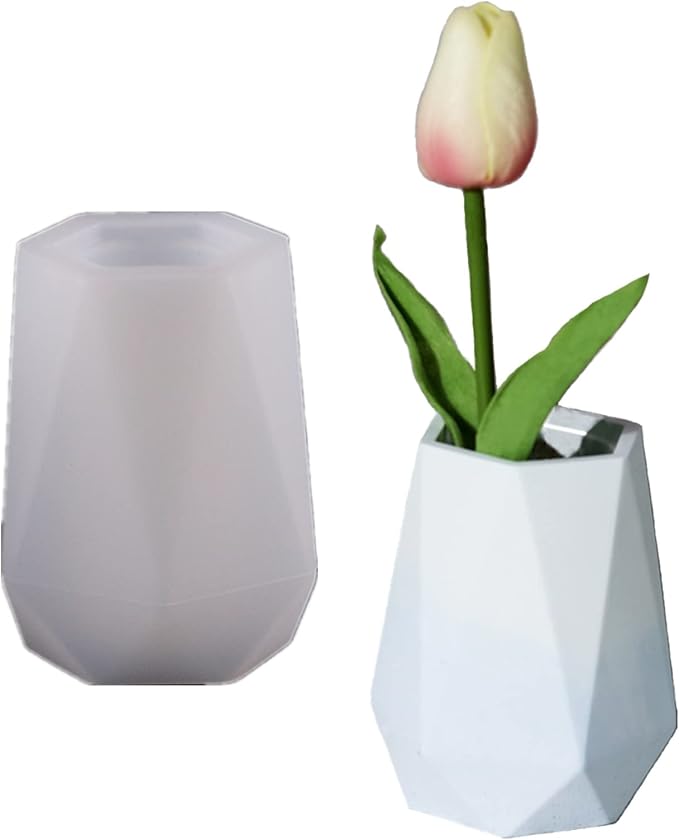 Hexagon Diamond Vase Plaster Concrete Flower Pot Silicone Mold Succulent Plants Cement Clay Mold Pen Holder Mould Home Decor Ornament