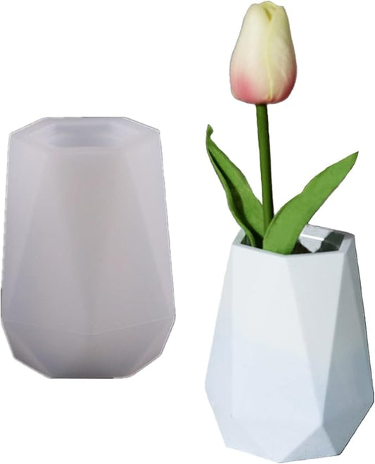Hexagon Diamond Vase Plaster Concrete Flower Pot Silicone Mold Succulent Plants Cement Clay Mold Pen Holder Mould Home Decor Ornament