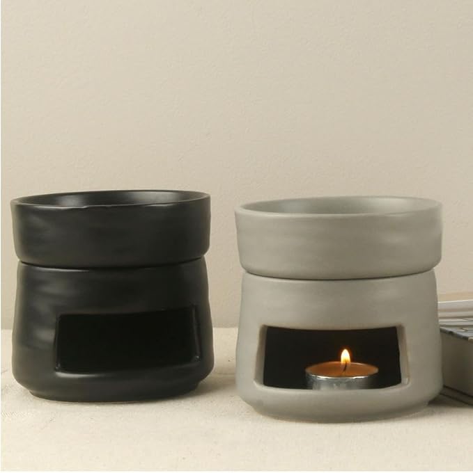 Ceramic Essential Oil Burner Tealight Candle Holder Decorative Aroma Diffuser Separable Dark Green