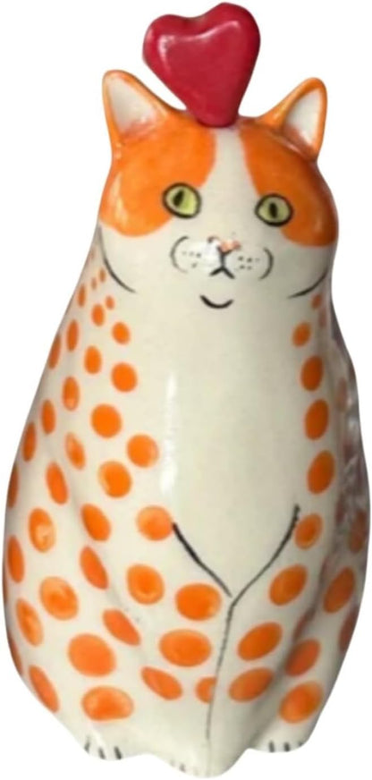 Adorable Polka Dot Cat Flower Vase Bud - A Unique Handmade Piece Perfect for Cat Lovers - Functional and Whimsical Decor for Home and Office