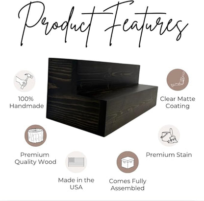 2 Tiered Countertop Liquor Bottle Display Shelf — Holds 26 Bottles Bar Organizers for Wine & Whiskey — Free Standing Bottle Stand for Home, Bar Decor — Wooden Kitchen Counter Shelf, Black