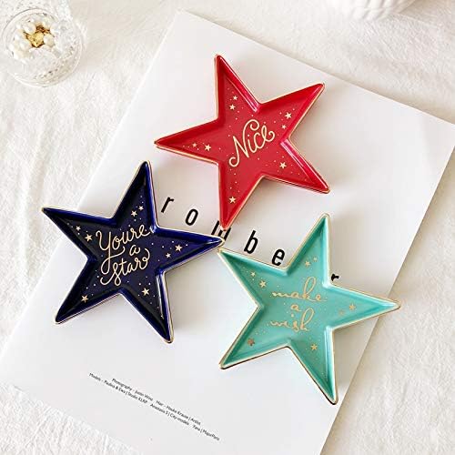 Stephanie Imports Star-Shaped Make a Wish Ceramic Trinket Plate and Decorative Jewelry Dish